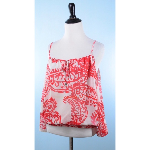 RAMPAGE red white cold shoulder blouse LARGE - Picture 3 of 7